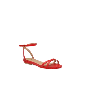 The Brynn - Cherry Red Leather Flat