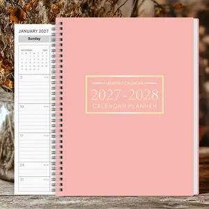 Monthly Planner Notebook 2027-2028, Large Size Dual Wirebound Calendar, Annual Overview, Monthly Plan, Lined Notes Pages