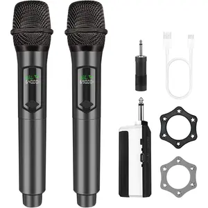 Microphone,Professional Dual Handheld Cordless Dynamic Mic System with Rechargeable Receiver(160 Ft),Karaoke Microphone Set for Singing,Karaoke,Wedding,DJ,Party,Speech,Church,K60-2