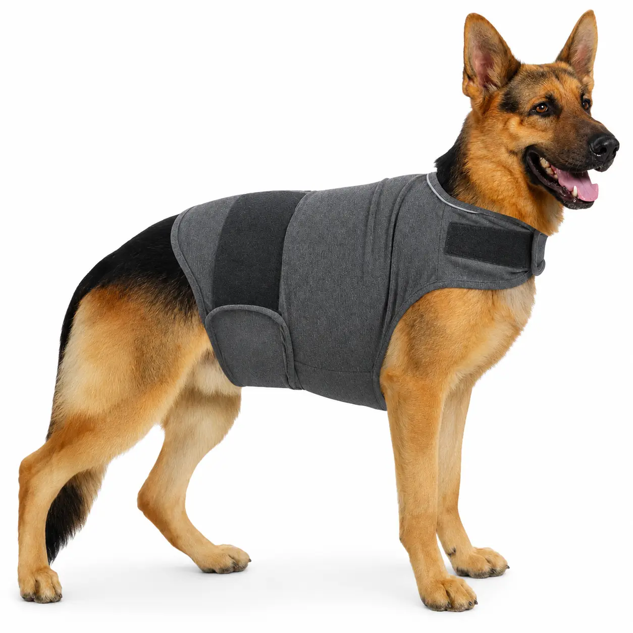 Small (S) Size Grey Dog Anxiety Calming Vest - Soft, Breathable, Stretch Fabric Compression Shirt with Adjustable Velcro Straps, Soothes Thunder/Fireworks Stress, Enables Comfortable Non-Restrictive Movement (Single Unit), Soothes Stress