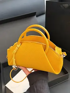 Simple solid color small square handbag, multi-color versatile women's bag, fashionable and exquisite style, niche design dumpling bag shape, beautiful color can be cross-body, suitable for afternoon tea photo taking