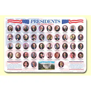 212 MAIN Interactive Write-Wipe Kitchen Decorative Placemats - Presidents Themed Painless Learning Kitchen Linens, Household Textiles Tableware Linens - Pack of 4, Kitchen Decorative Placemat