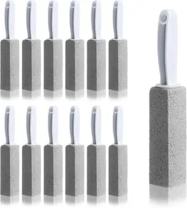 12 Pcs Toilet Pumice Stone with Handle, Pumice Stone Toilet Bowl Cleaner Remove Limescale Cleaning Block for Cleaning Toilets, Bathroom, Sink, Swimming Pools