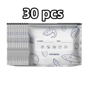 30Pcs Thick Reusable Aluminum Foil Food Storage Bags, Heavy Duty Leakproof Resealable Zipper Pouches, Airtight and Tear Resistant Kitchen Containers with Heat Insulation, Suitable for Camping, Outdoor Meals,Meat Preservation