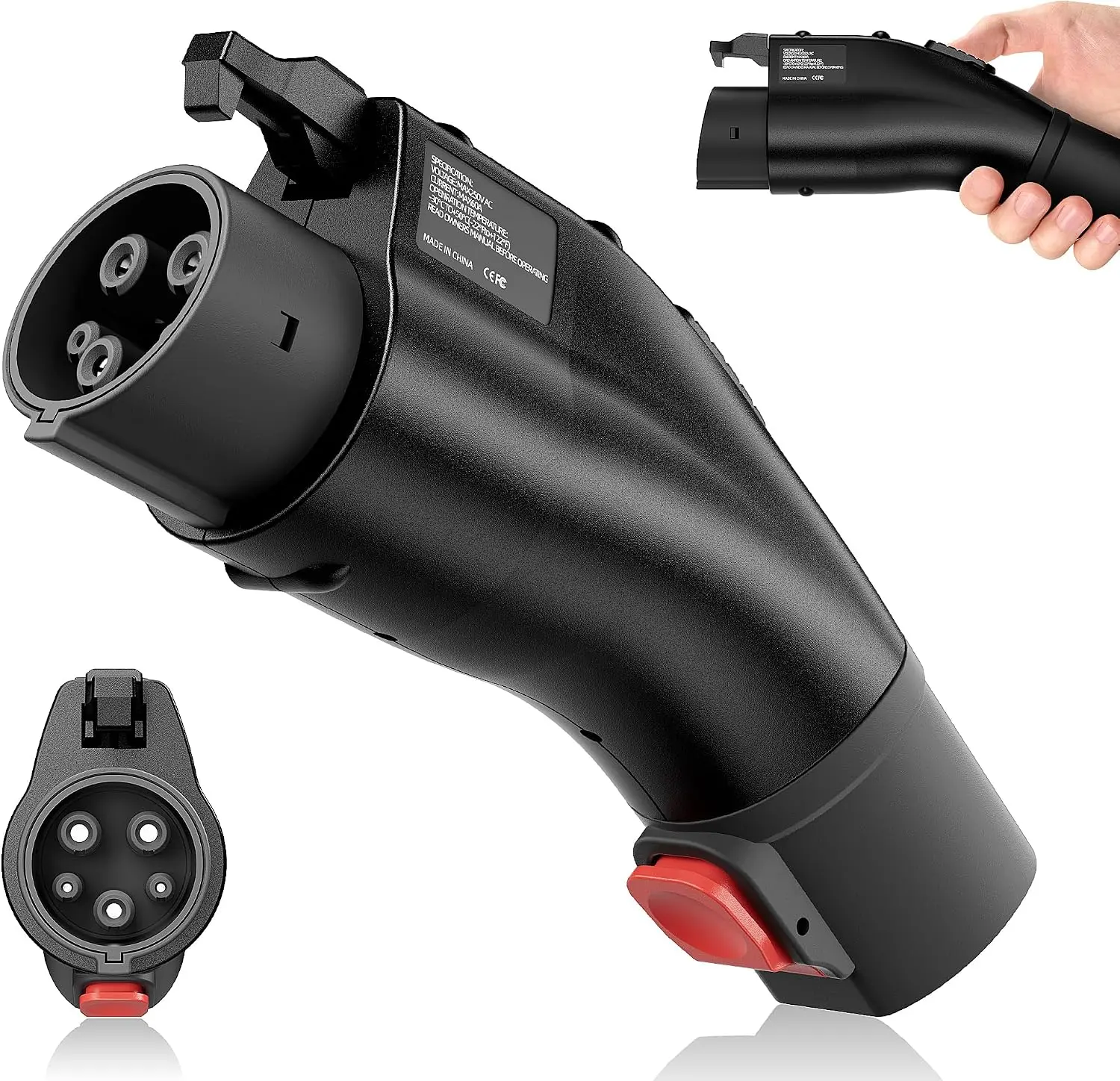 Tesla to J1772 EV Charger Adapter, 60A Output, Waterproof, Compact, Compatible with Tesla Wall & Mobile Chargers