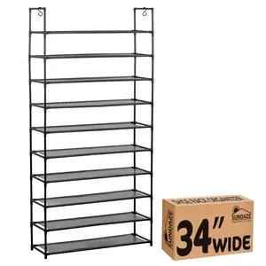 10 Tier Shoe Organizer, Sturdy Tall Shoe Rack for Closet, Bedroom, Entryway, Garage, Non Woven Fabric Shelf, Black, Holds Up to 50 Pairs