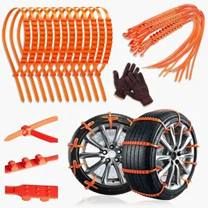 Universal Anti-Skid Snow Tire Chains, Emergency Traction Cables for Cars SUVs Trucks, Reusable Winter Safety Chains for Snow Ice Mud, 145-295mm Tires (10)