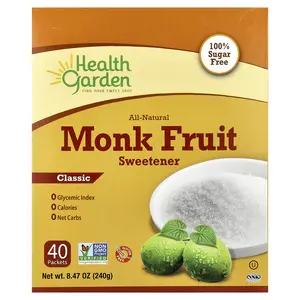 Health Garden All-Natural Monk Fruit Sweetener, Classic, 40 Packets, 0.21 oz (6 g) Each