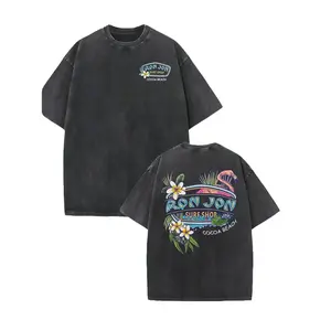 Vintage Acid Wash Ron Jon Surf Shop Graphic T-Shirt 230g Heavyweight Cotton Tropical Flamingo Cocoa Beach Oversized Unisex Tee Summer Surfer Streetwear Aesthetic Casual Top Daily Wear Y2K Retro Vacation Holiday Shirts For Men Women 2026 Trendy Hot