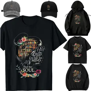 Family set-DIY-Unisex-Hoodie-cap-kid-Book Reading Bookworm Book Lover Women Kids Girls Librarian T-Shirt