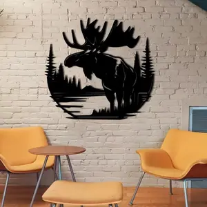 Moose Design Wall Art, Rustic Metal Wall Decor, Wall Art Decor for Home Living Room Bedroom Garden, Home Decor