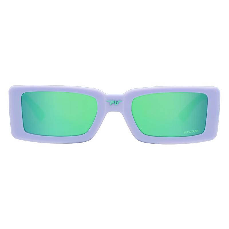 Moontower Low Bones Sunglasses - Virtually Unbreakable No Slip Grip Enhanced Kickflip & Crush Number Chances - Purple Frame Green Lenses