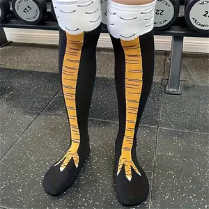 Women's Fun Chicken Claw Socks, Moisture Wicking Breathable, with Stripes, Cartoon Pattern, Fitness Casual Essential