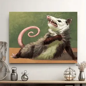 Chic Opossum Unframed Poster Abstract Face Design Animal Print Artistic Wall Art for Home Office Living Room Bedroom Cafe Needed Easy Attachment Ideal for Christmas Thanksgiving New Year Valentine's Day Decorations