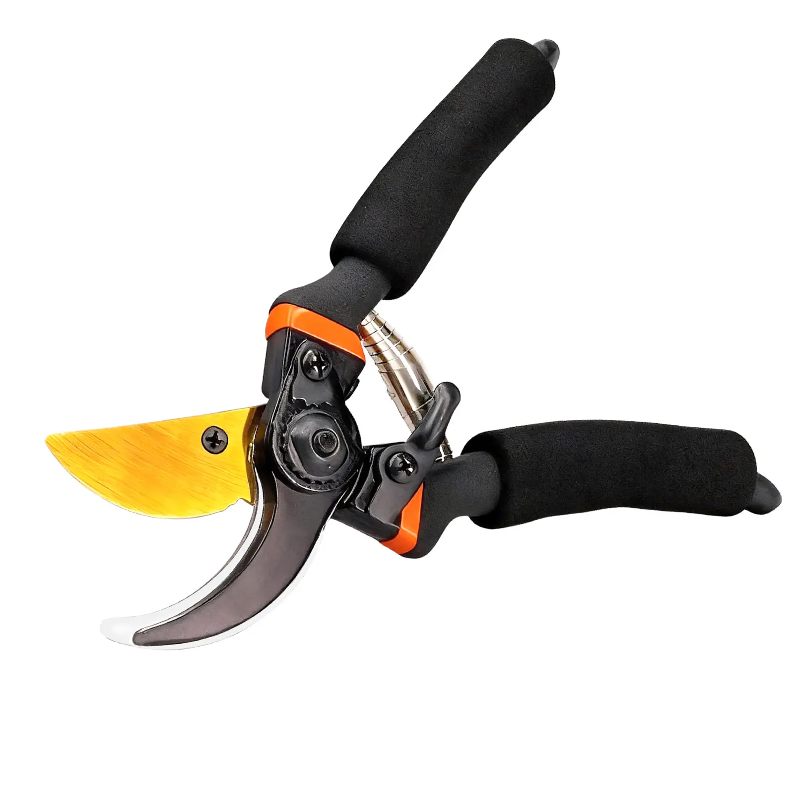Bamworld 8-in Heavy Duty Garden Pruners - Stainless Steel Bypass Blade, Ergonomic Design, Lock Mechanism, Right-Handed Tool for Durability, Clean Cuts, Rose Bushes, Deadheading Flowers, Harvesting Fruits