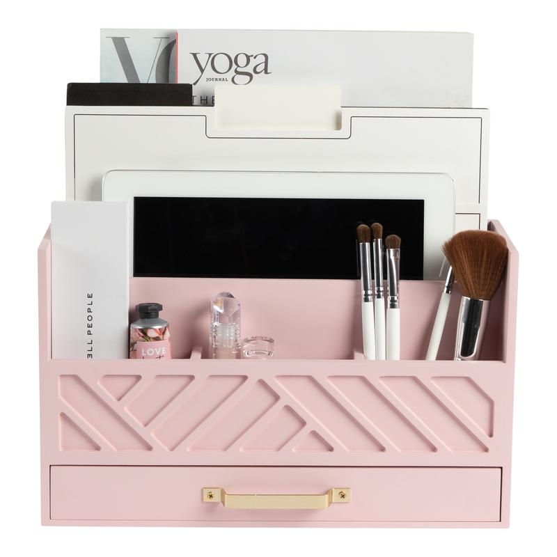 BLU MONACO Wood Desk Organizer with Drawer - Bill Mail Storage Organizer and Sorter for Storage, Countertop and Kitchen - 11.875 x 7.5