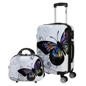 World Traveler Airline-Approved 2-Piece Hardside Polycarbonate Carry-On Luggage and Cosmetic Case Set
