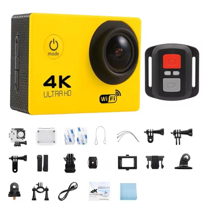 4K Action Camera - 2.0" LCD Touch Screen, 170D Wide Angle Lens, 1080P/30FPS Video Recording, WiFi Remote, Underwater Waterproof, USB Rechargeable, Compact Mini Sports Cam, TF/Micro SD Support, Helmet/Bike Mountable, Guy Gift Digital Camera