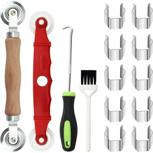 Window Screen Repair Kit Mesh Screen Spline Roller Repair Tools Kit with Screen Installer Clips, Metal and Plastic Spline Fixing Tool Kit for Window ScreenQuesear