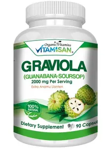 Graviola Soursop Guanabana Extract Anamu Llanten Natural Dietary Supplement. Leaf & Fruit Extract 90 Capsules Non-GMO Vitamin