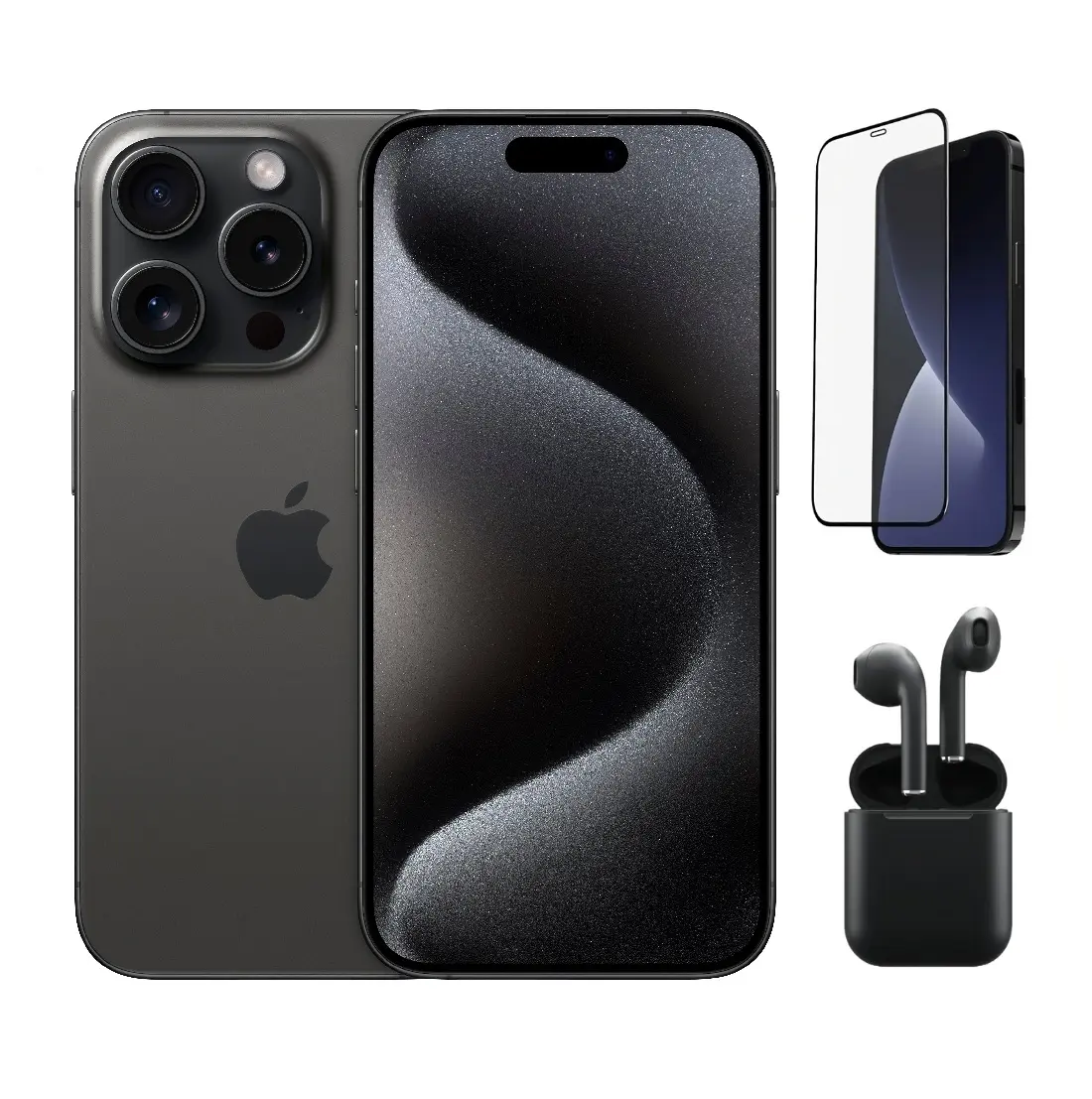 Refurbished Apple iPhone 15 Pro A2848 (Unlocked) Good Condition with Pre-Installed Tempered Glass, Bluetooth Earbuds & 1 Year Warranty