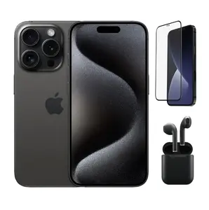 Refurbished Apple iPhone 15 Pro A2848 (Unlocked) Good Condition with Pre-Installed Tempered Glass, Bluetooth Earbuds & 1 Year Warranty