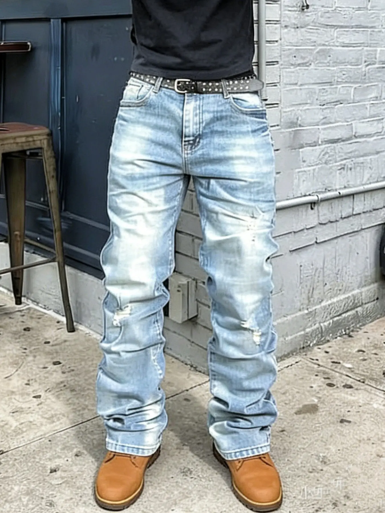 Men's Straight Leg Denim Jeans, Washed Vintage Style, Casual All-Season Wear, Comfortable Fit, Perfect for Daily Use, Men's Fashion, Casual Jeans Menswear