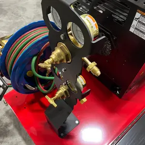 Dual Gauge Stand for Cutting Torch Welding Service Truck Fabrication with Colorful Cables and Brass Connectors
