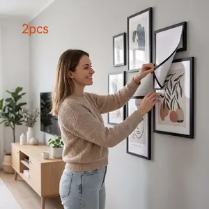 2-Pack A4 Magnetic Self-Adhesive Frames, Portable Wall-Mounted Plastic Photo Display, Ideal for Photos, Magnetic Whiteboard, Minimalist Decor