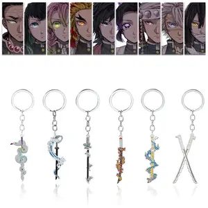 Anime-Inspired Sword Model Keychains - Colorful Zinc Alloy Cartoon Pendants with Mounted Points, Street Style Accessory for Cosplay and Everyday Use