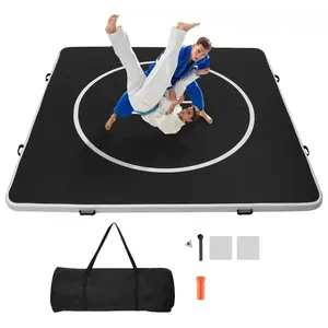 VEVOR 13x13 ft Wrestling Mat Inflatable, Martial Arts Thick Mat for Home Gym Exercise, PVC Foldable Training Mats with Circles and 600W Air Pump, for Gymnastics, Tatami, Jiu Jitsu BJJ MMA Judo, BlackVEVOR Super Brand Day