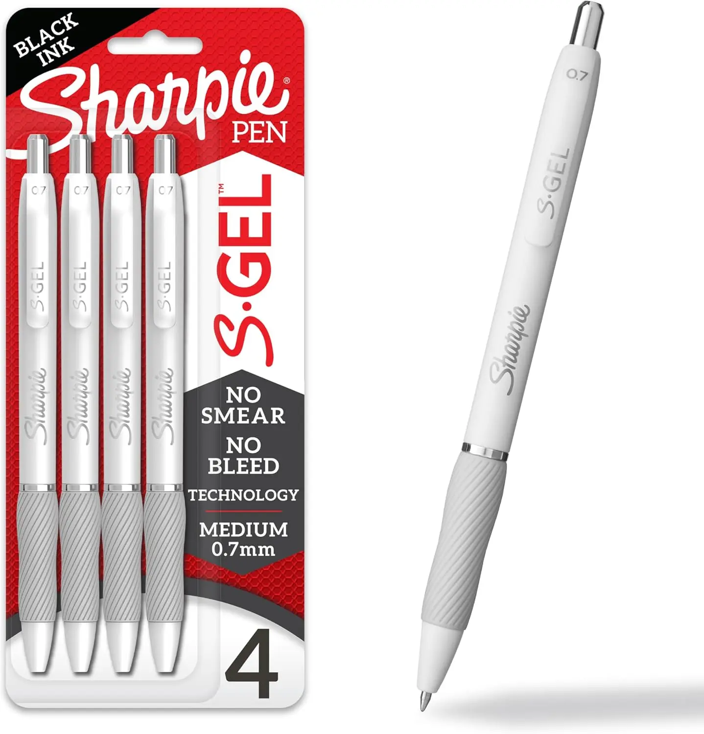 Sharpie S-Gel Gel Pens, Black Ink, Medium Point (0.7mm), 4 Count - Back to School, Teacher Supplies, Journaling