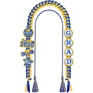 Graduation Leis 2026 and Cords, Grad Money Leis with 8 Grad Glitter Patches for Graduation Party Decorations (Blue & Gold) tiktokshopspringglowup,summervibes