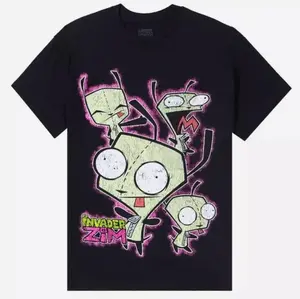 Unisex Invader Zim GIR Print Short-Sleeve Fashion Round Neck Distressed Collage T-Shirt