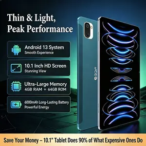 New 10.1-inch tablet with calling capabilities. The tablet supports SIM card, TF card, WIFI function, Bluetooth function, 4GB RAM, 64GB ROM, dual cameras, 5+8MP, Android 13 system, 1280 * 800IPS display