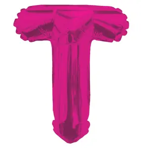Hot Pink Letter T Foil Balloon - 14" Mini Alphabet Balloon for Party Decor