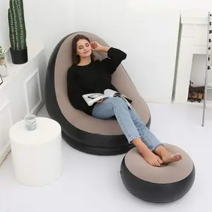 Inflatable Lounge Chair, Lazy Plush Sofa for Indoor Outdoor Travel Camping, Includes Hand Pump, Comfortable Air Mattress Furniture