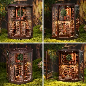 Wooden book nook kit for adults tiny home,DIY Model Kit, Vintage Abstract Renaissance Style, 3D Hand-Assembled Booklet Toy House, Miniature Dollhouse Kit, birthday Gift, Handmade Gifts