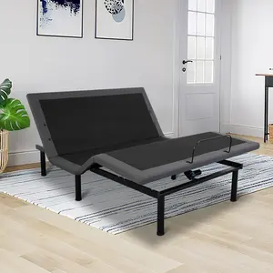 Adjustable Twin and Queen Bed Frame with Massage and Electric Base, Head and Foot Incline, LED Under Bed Night Light, 4 Height Adjustable Legs, Wireless Remote, Zero Gravity Anti Snore and Memory Presets, Dual-Motor, Sturdy Legs