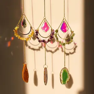 Crystal Chips Agate Sun Catcher Dream Catcher Home Decoration Healing Natural Crystal Stone Gemstone Gorgeous Energy Jewelry Souvenir Valentine Anniversary Love Girlfriend Boyfriend Christmas Halloween Birthday Gift New Year