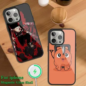 Anime Chainsaw Man-Denji Pochita Phone Case For iPhone Magsafe Magnetic 17 Air 16 13 14 15 11 12 Pro Max Plus Glass Charging Shell