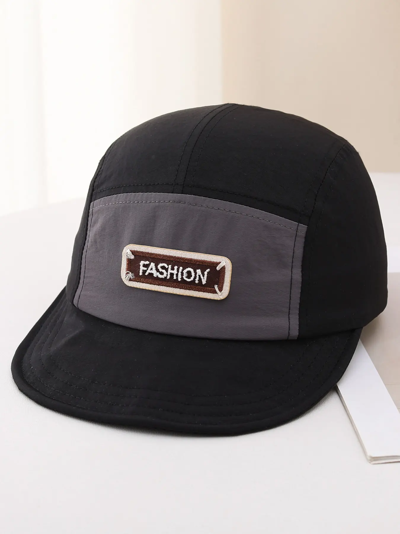 Cross-Border Simple Patchwork Embroidered Letter Baseball Cap, Outdoor Quick-Dry Brim Adjustable Sun Hat, Stylish and Practical Headwear
