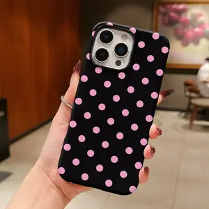 Pink dot pattern 2-in-1 anti drop design, suitable for phone cases compatible with iPhone 17 16, 15, 14, 13.12.11. Pro Max.Plus, Air.