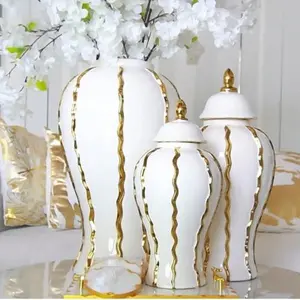 GLAZED WAVES Ceramic Ginger Jar Vase