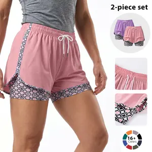 2-Pack Women’s Summer Lightweight Drawstring Waist Loose Shorts with Built-In Lining and Elastic Waist