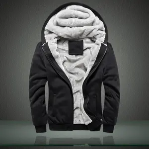 Men's Thickened Solid Color Hooded Cardigan Sweatshirt for Winter, Fleece Lined Warm Jacket, Suitable for Cold Weather, Ideal for Everyday Wear and Outdoor Activities Casual Kangaroo Long Sleeve