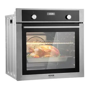 summervibes VEVOR Single Wall Oven, 24 Electric Built-in Wall Oven with 9 Cooking Functions, 2.68 Cu. Ft Electric Wall Ovens with Timer, 2800W Electric Oven with Baking Rack and Tray, for Kitchen