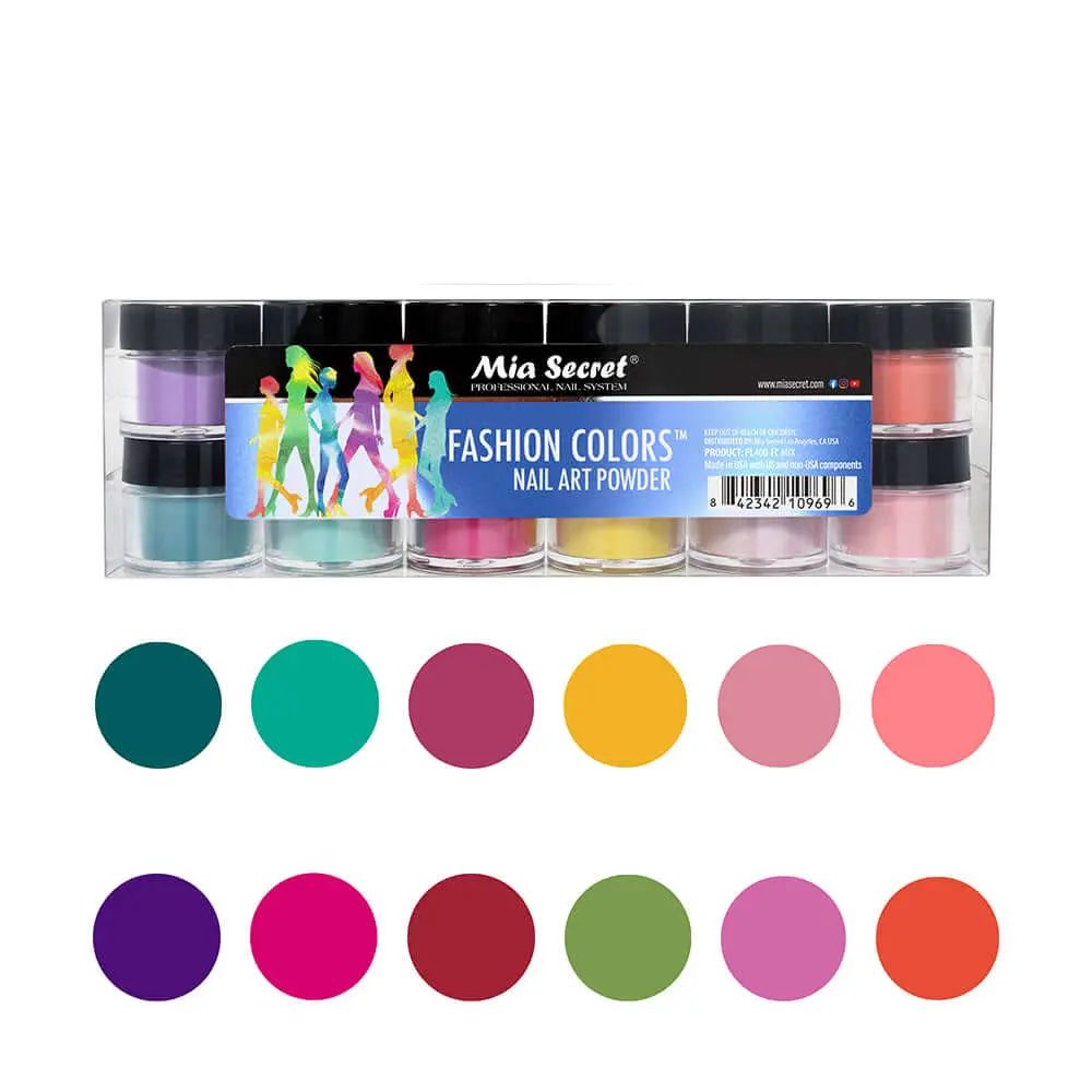 12PC Fashion Color Nail Art Powder Collection, Acrylic Powders for Nail Art Design, Acrylic Nail Supplies, Nail Art Accessories