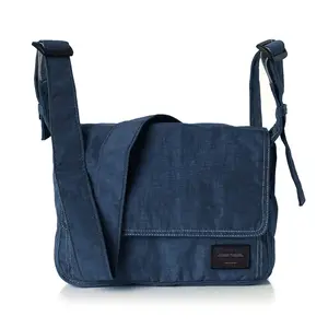 Zimego Venice Stitch Point Crossbody Messenger Bag for Women ZB808 Nylon Classic Plain Contrast Stitching Adjustable Strap Magnetic Flap Closure