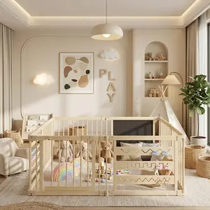 Foldable Baby Playpen with Activity Center | Adjustable Wooden Play  Yard for Toddlers pen